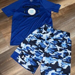 Under Armour Kids Blue and Black Camo Set